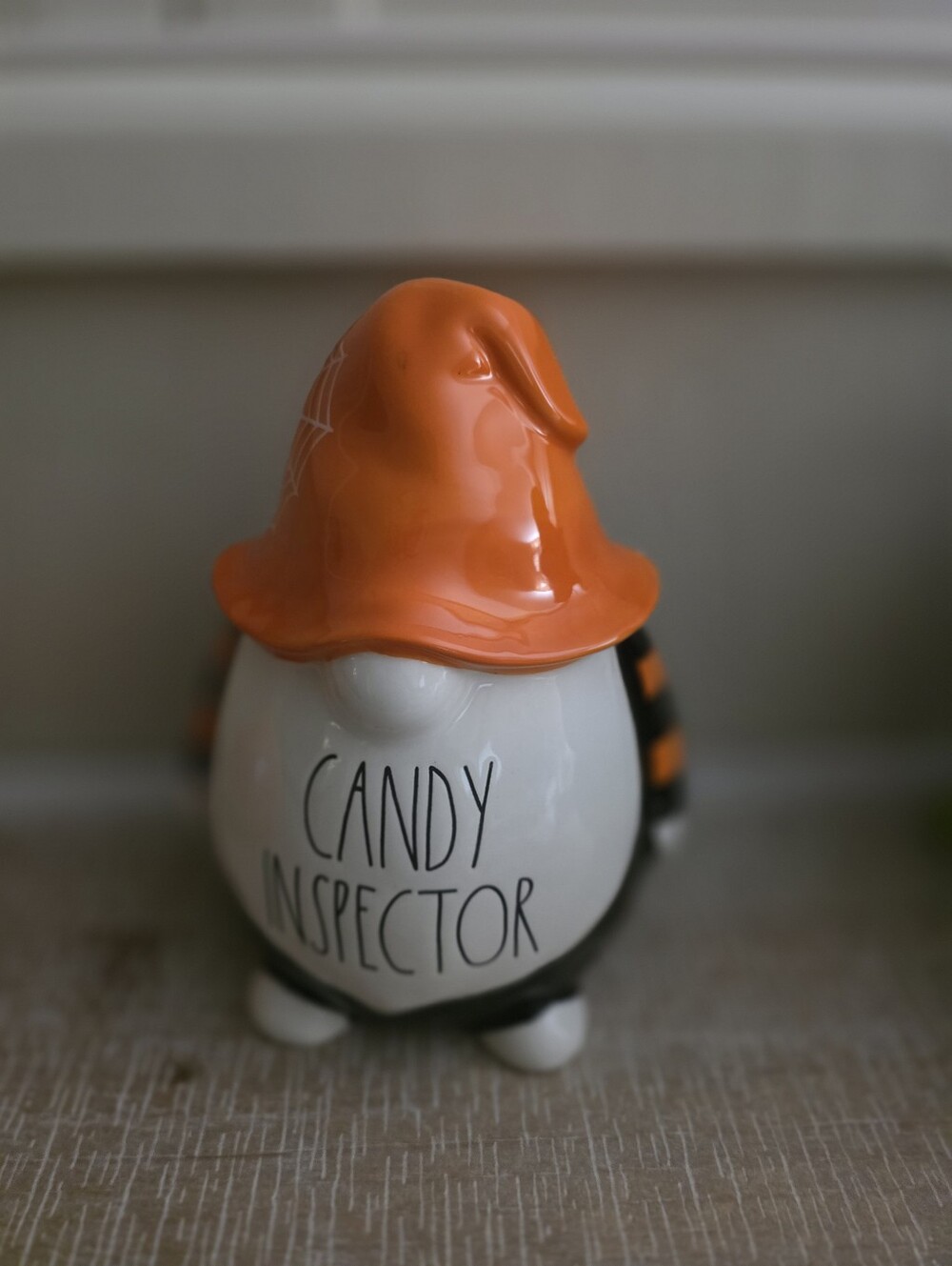 Rae Dunn Halloween Candy Inspector Jar - Orange Hat